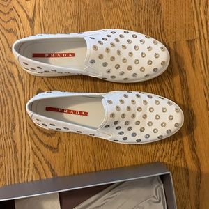 Prada Sneaker with grommets white size 10